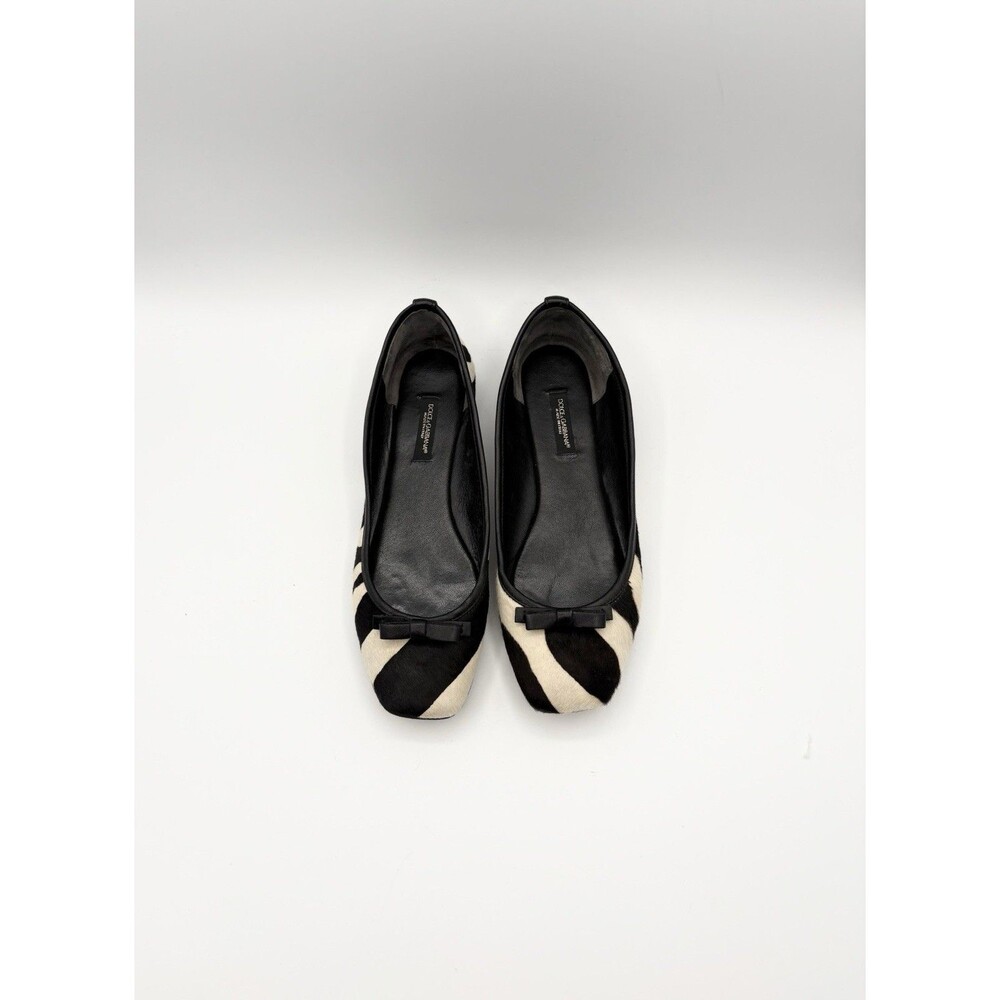 Dolce & Gabanna Zebra Print Pony Hair Ballet Flats Bow Accent Y2K Size EU 36.5